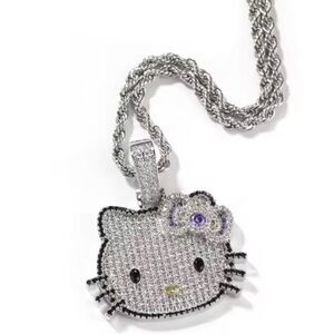 Silver Hello Kitty Pendant Necklace 18inch